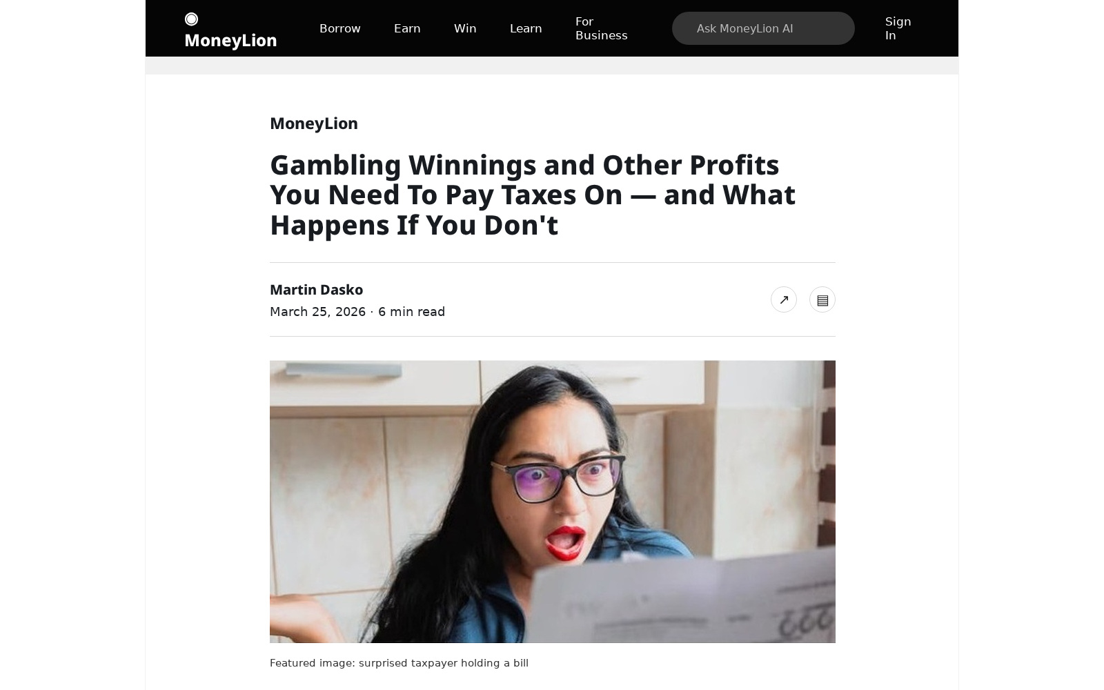 MoneyLion — Gambling Winnings and Other Profits You Need To Pay Taxes On